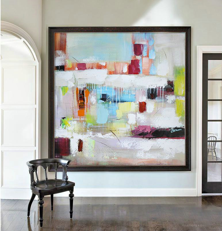 Abstract Painting Extra Large Canvas Art,Oversized Contemporary Art,Modern Painting Abstract,Sky Blue,Red,White,Purple.etc